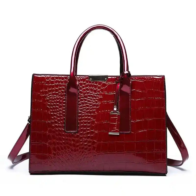 'THE SLOANE' CROC-EMBOSSED VEGAN LEATHER SATCHEL
