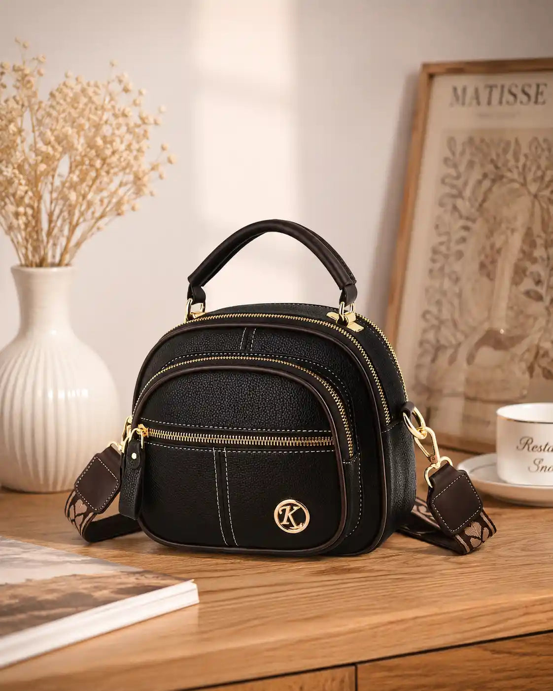 'THE HARLOW' PEBBLED VEGAN LEATHER CROSSBODY