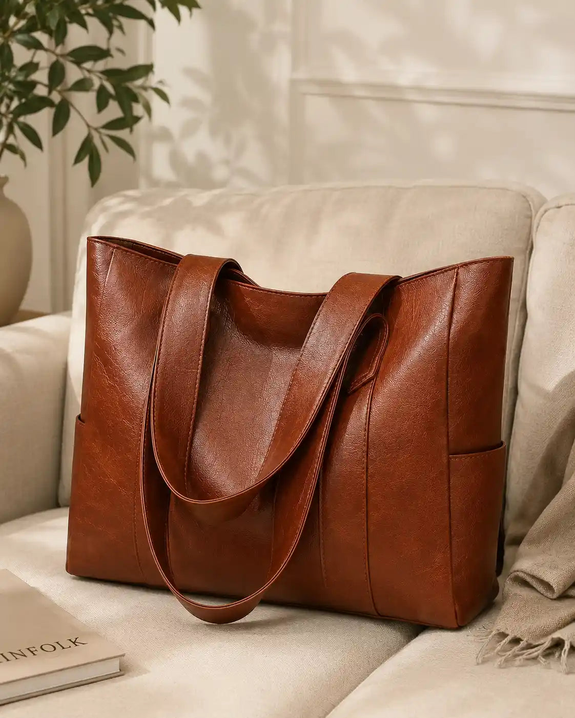 'THE ROWAN' VEGAN LEATHER TOTE BAG