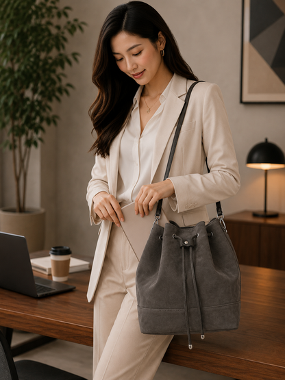 'THE WILLOW' DRAWSTRING BUCKET BAG