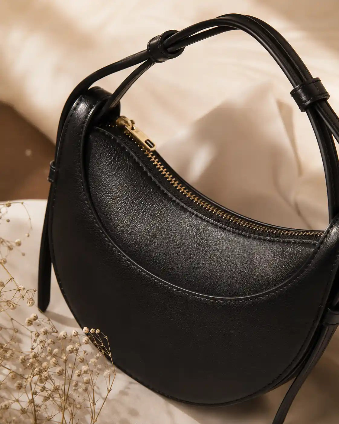 'THE LUNA' LEATHER CRESCENT BAG