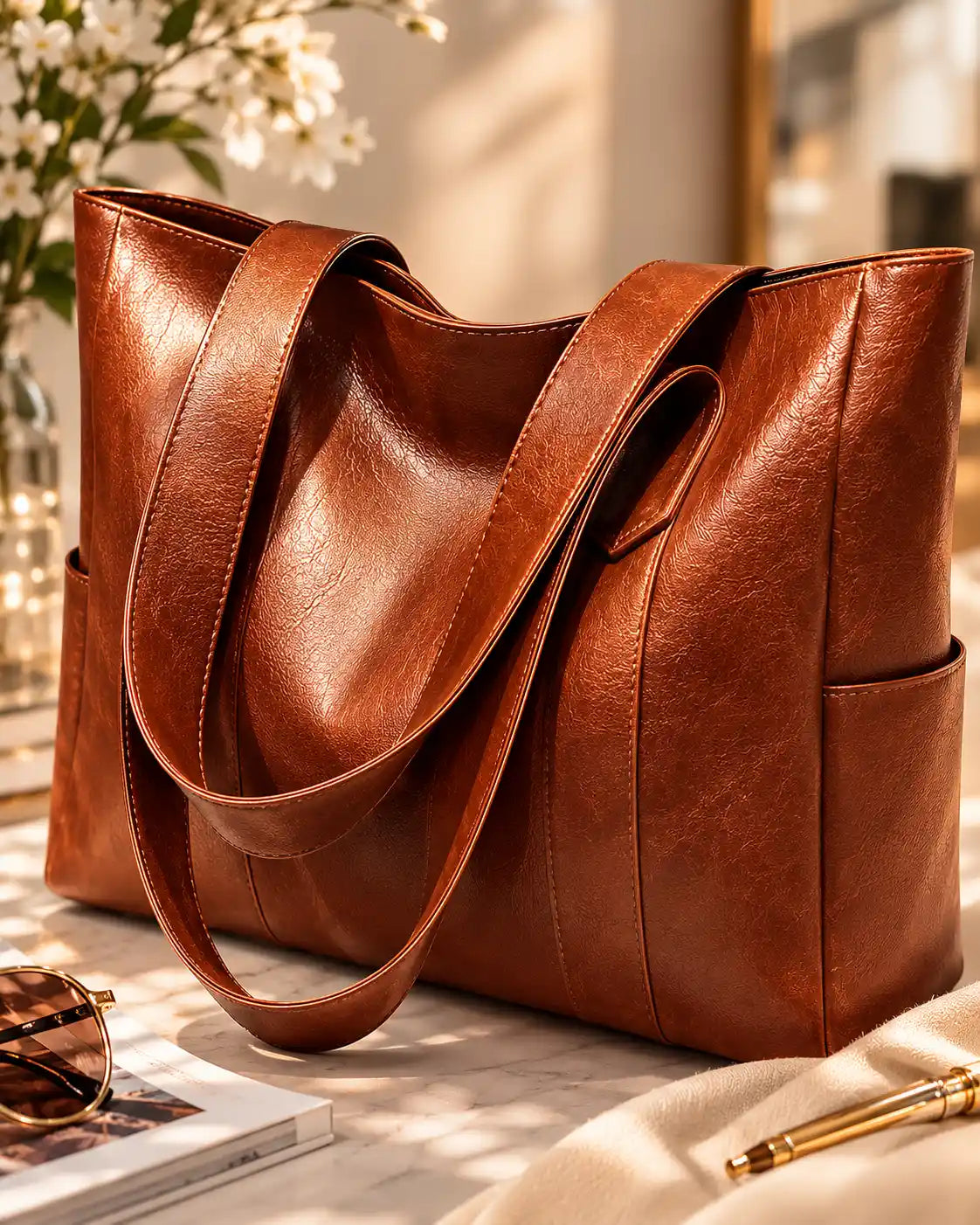'THE ROWAN' VEGAN LEATHER TOTE BAG