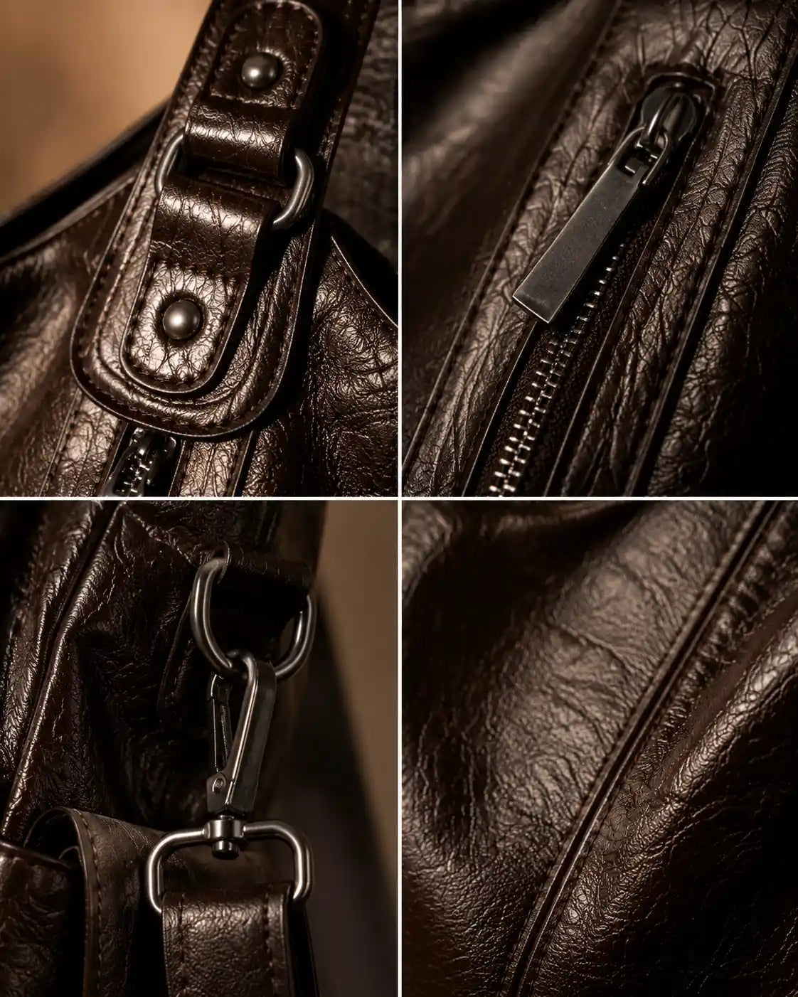 'THE STELLA' MULTI-ZIP VEGAN LEATHER SHOULDER BAG