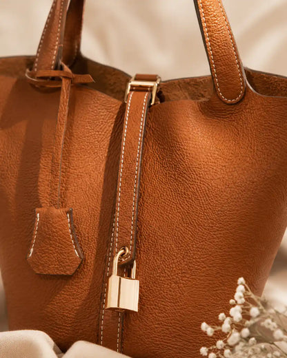 'THE MARGOT' PEBBLED VEGAN LEATHER BUCKET BAG