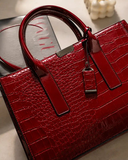 'THE SLOANE' CROC-EMBOSSED VEGAN LEATHER SATCHEL