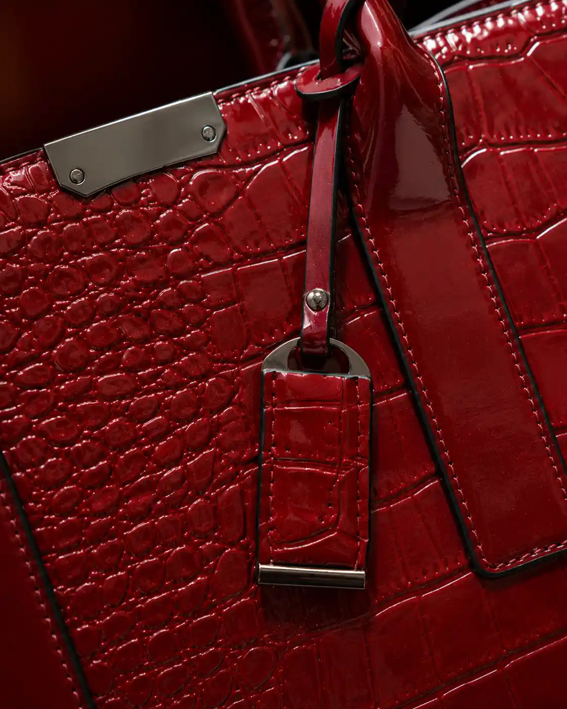 'THE SLOANE' CROC-EMBOSSED VEGAN LEATHER SATCHEL