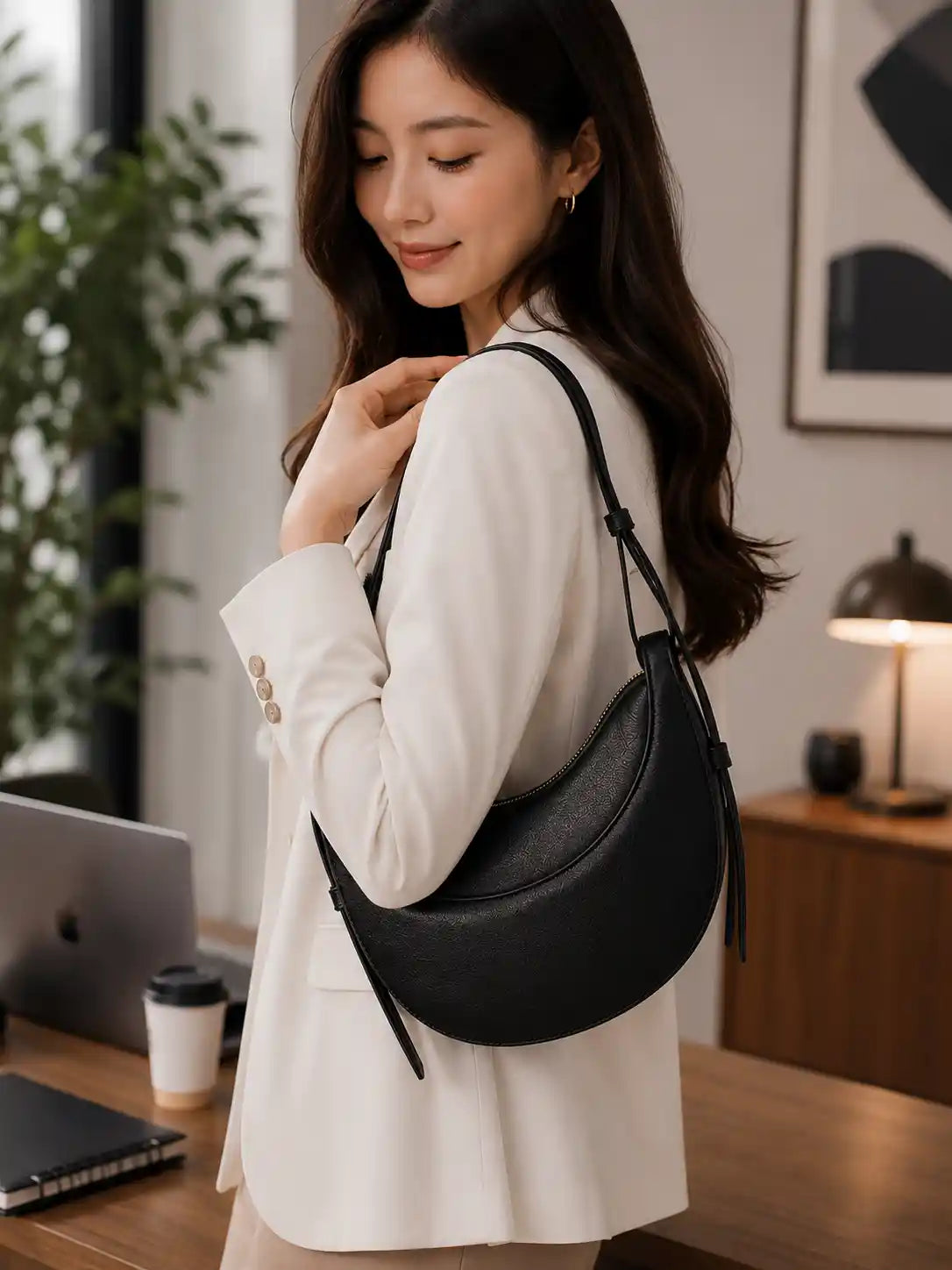 'THE LUNA' LEATHER CRESCENT BAG