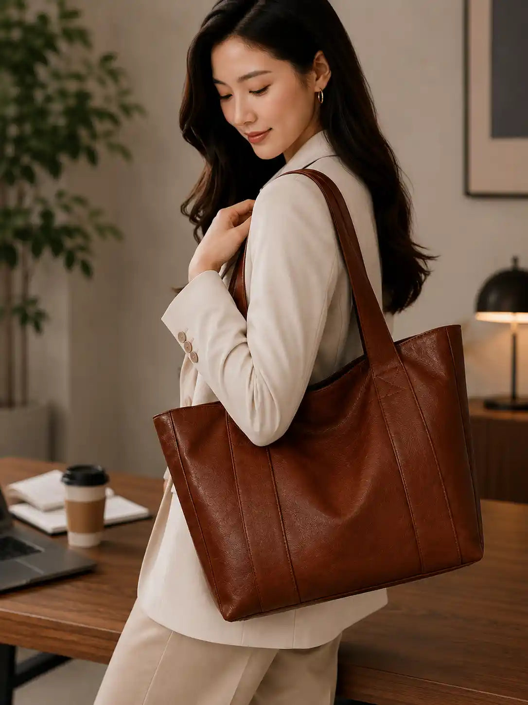 'THE ROWAN' VEGAN LEATHER TOTE BAG