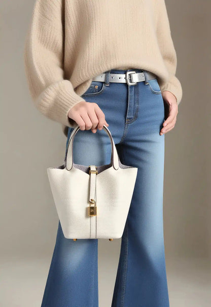 'THE MARGOT' PEBBLED VEGAN LEATHER BUCKET BAG