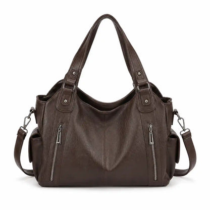'THE STELLA' MULTI-ZIP VEGAN LEATHER SHOULDER BAG