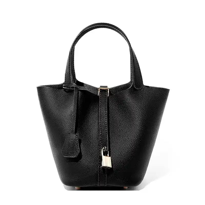 'THE MARGOT' PEBBLED VEGAN LEATHER BUCKET BAG