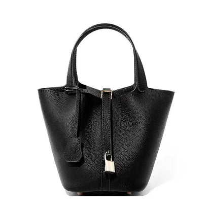 'THE MARGOT' PEBBLED VEGAN LEATHER BUCKET BAG