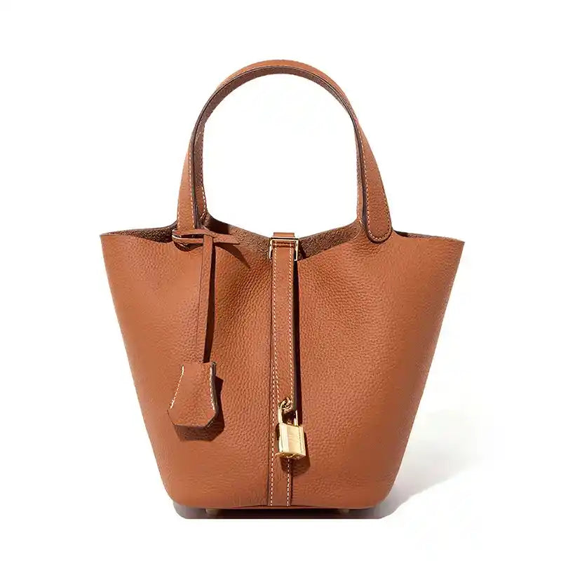 'THE MARGOT' PEBBLED VEGAN LEATHER BUCKET BAG