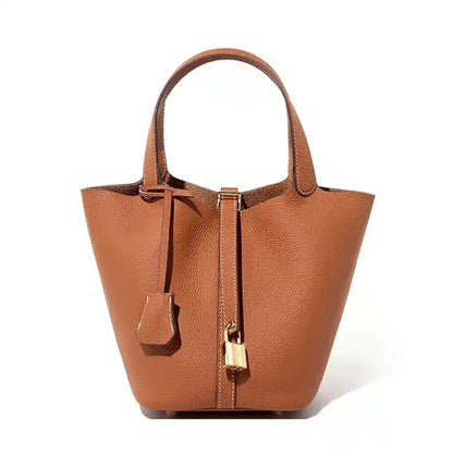 'THE MARGOT' PEBBLED VEGAN LEATHER BUCKET BAG