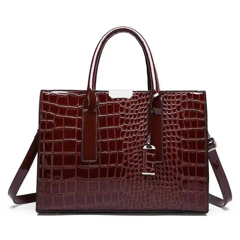 'THE SLOANE' CROC-EMBOSSED VEGAN LEATHER SATCHEL