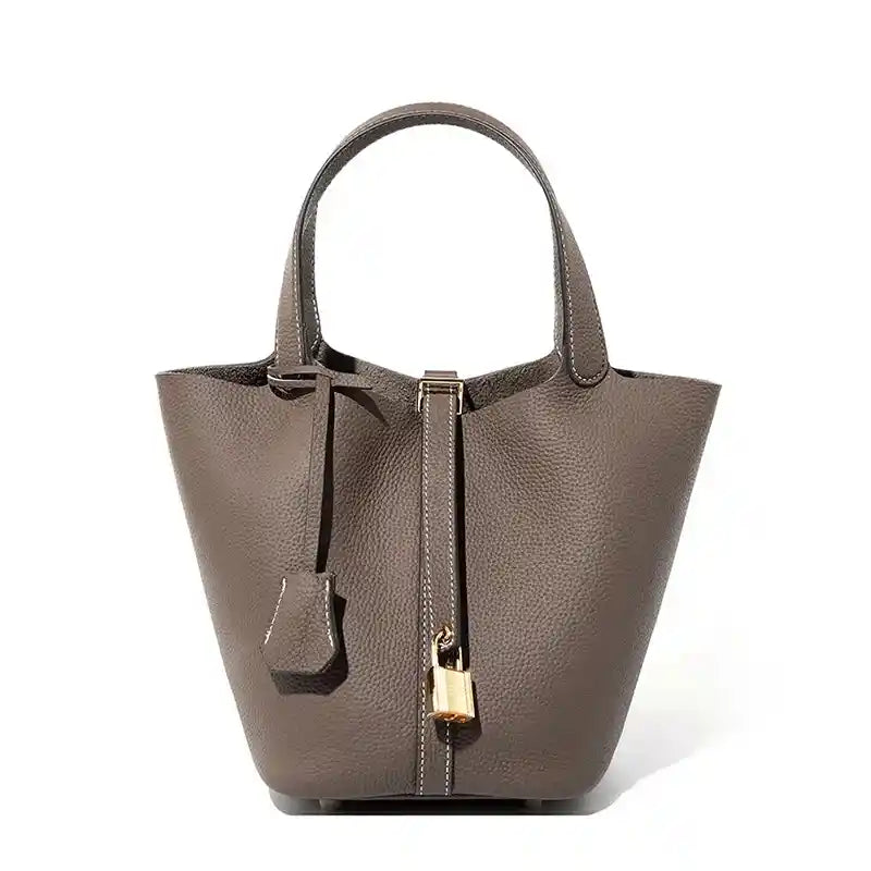 'THE MARGOT' PEBBLED VEGAN LEATHER BUCKET BAG