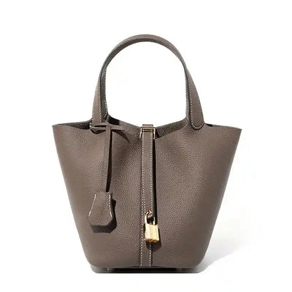 'THE MARGOT' PEBBLED VEGAN LEATHER BUCKET BAG