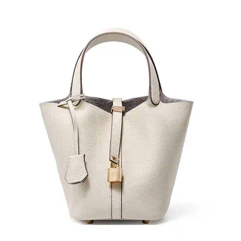 'THE MARGOT' PEBBLED VEGAN LEATHER BUCKET BAG
