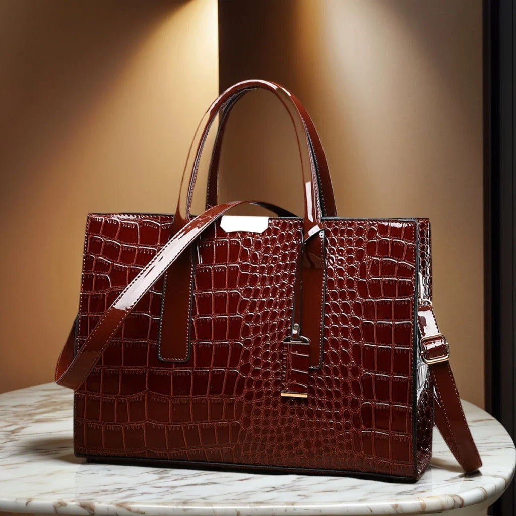 'THE SLOANE' CROC-EMBOSSED VEGAN LEATHER SATCHEL